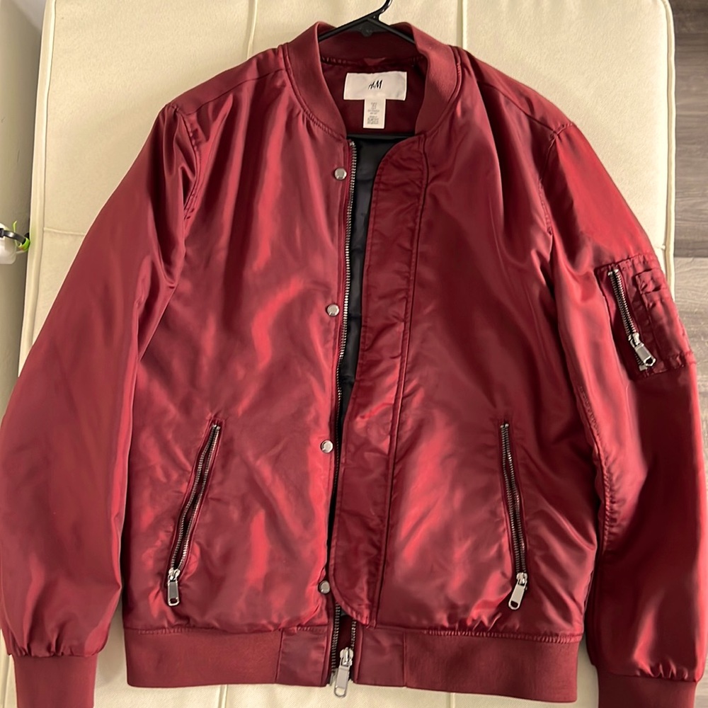 Maroon Men’s H&M Bomber Jacket Size Small